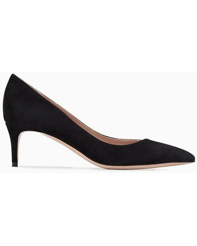 Giorgio Armani Suede Court Shoes With Asymmetric Top Line - Black