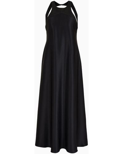 Giorgio Armani Double-faced Silk-satin Long Dress - Black