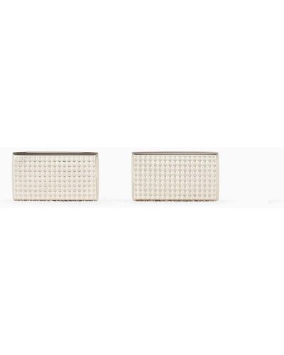 Giorgio Armani 925 Sterling Silver Cufflinks With A Stippled Effect - White