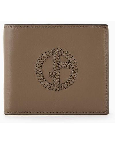 Giorgio Armani Nappa-leather Bifold Wallet With Embroidered Logo - White