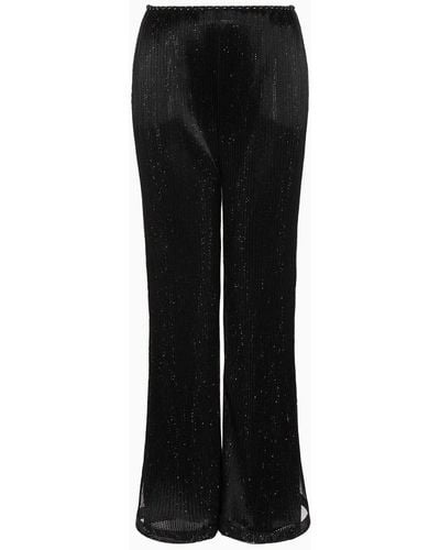 Giorgio Armani Crystal-embroidered Pleated Tulle Pants - Black