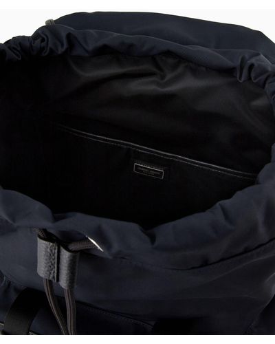 Giorgio Armani Two-toned Nylon And Pebbled-leather Backpack - Black