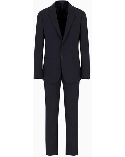 Giorgio Armani Single-breasted Soho Line Suit In Virgin Wool - Black