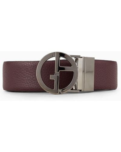 Giorgio Armani Two-toned, Reversible Leather Belt - White