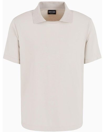 Giorgio Armani Asv Short-sleeved Viscose-jersey Polo Shirt - White