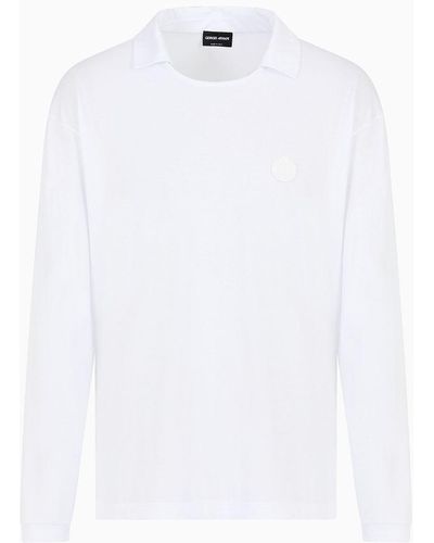 Giorgio Armani T-shirt À Manches Longues En Jersey De Coton Pima - Blanc