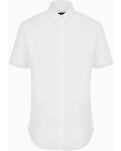 Giorgio Armani Short-sleeved Stretch Plain-knit Shirt - White