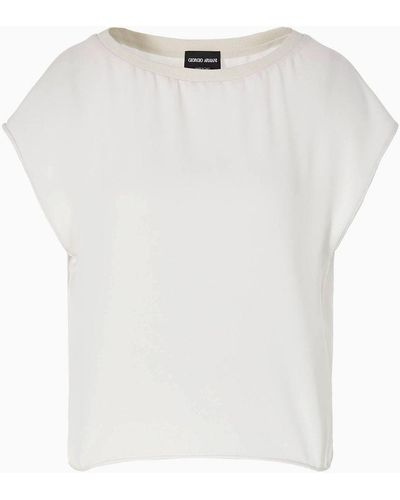 Giorgio Armani Armani Sustainability Values Triple Silk-georgette Short-sleeved Blouse - White