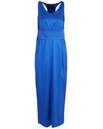 Giorgio Armani Double-faced Silk-satin Long Dress - Blue