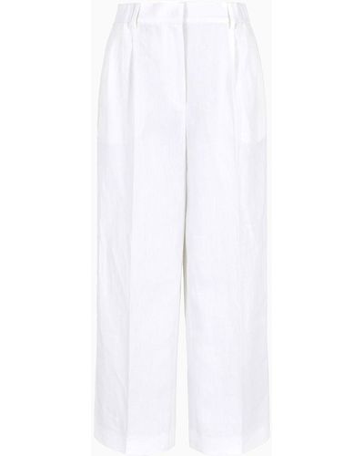 Giorgio Armani Pantalon Large En Lin - Blanc