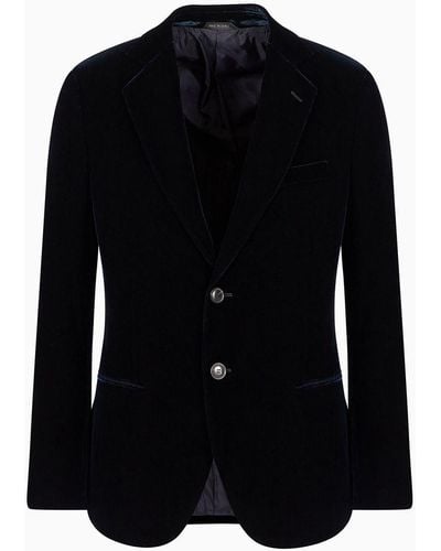 Giorgio Armani Icon George Line Single-breasted Stretch-velvet Jacket - Black