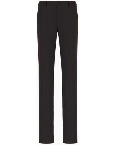Giorgio Armani Virgin Wool Flat-front Trousers - Black