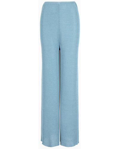 Giorgio Armani Viscose-blend Knit Pants - Blue