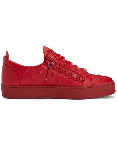 Giuseppe Zanotti Frankie Stud-embossed Leather Sneakers - Red