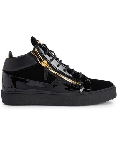 Giuseppe Zanotti Mens Black Kriss Patent-leather Sneakers