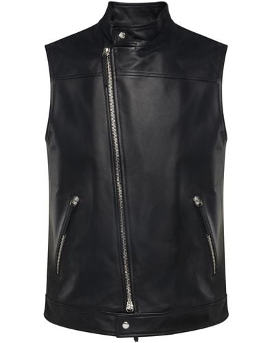 Giuseppe Zanotti Leather Zip-up Waistcoat - Black