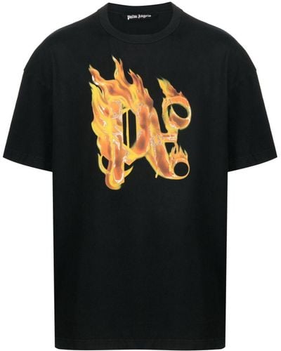 Palm Angels T-shirt Burning con stampa - Nero