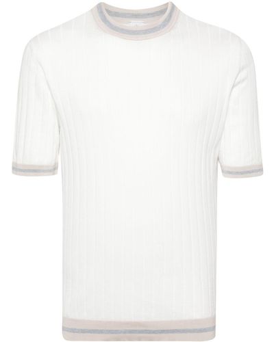 Eleventy T-shirt bianca a coste - Bianco
