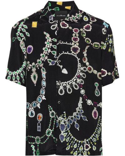 John Richmond Camicia con stampa Jewellery-Stones - Nero