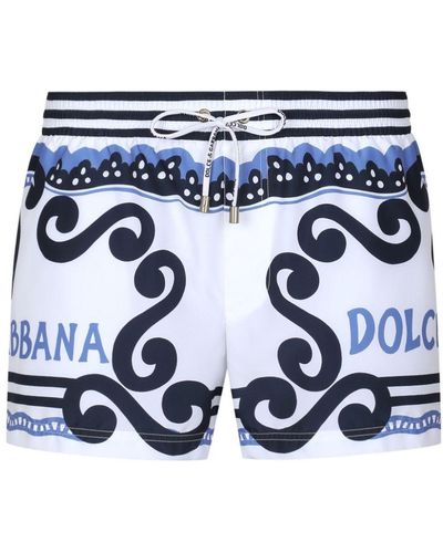 Dolce & Gabbana Costume Da Bagno Marina Con Stampa - Blu