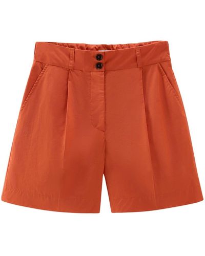 Woolrich Shorts a vita alta con pieghe - Rosso