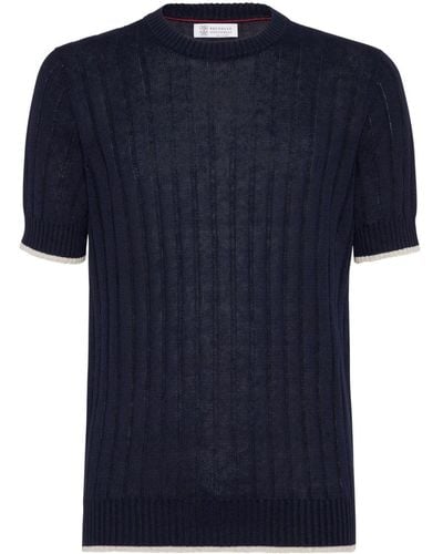 Brunello Cucinelli T-shirt in maglia - Blu