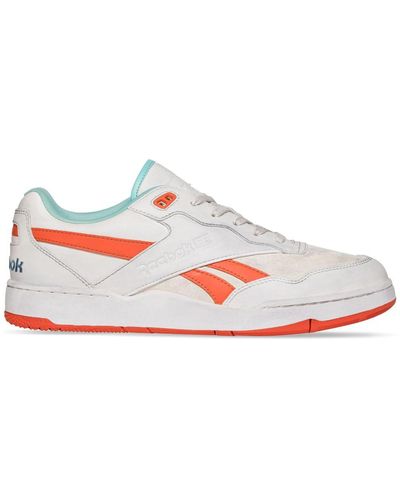 Reebok Sneaker bb 4000 ii in ecopelle bianca e arancio - Bianco