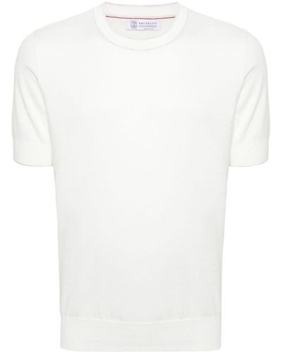 Brunello Cucinelli T-shirt bianca in maglia - Bianco