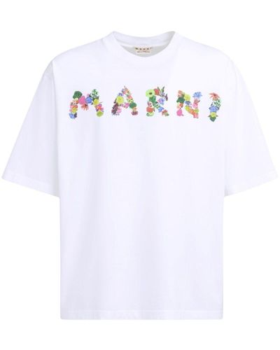 Marni T-shirt bianca logo multicolor - Bianco