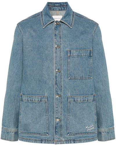 Maison Kitsuné Giacca denim con colletto ampio - Blu