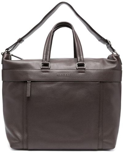 Orciani Logo-lettering leather tote bag - Nero