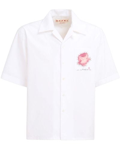 Marni Camicia bianca con applicazione fiore - Bianco