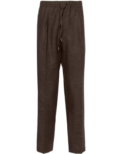 BRIGLIA Pantalone wimbledon in lino marrone