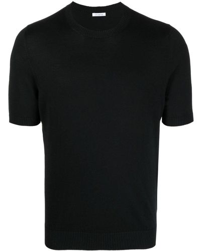 Malo T-shirt in maglia nera - Blu