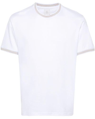 Eleventy T-shirt con bordo a righe - Bianco