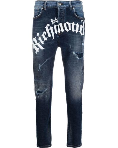 John Richmond Jeans skinny con effetto vissuto - Blu