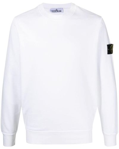 Stone Island Felpa in Cotone Bianco