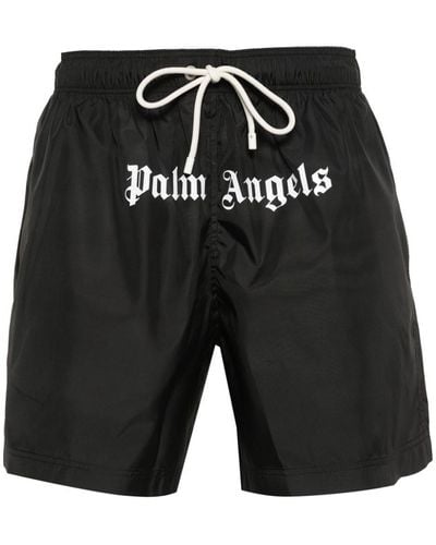 Palm Angels , pantaloncini da bagno con stampa del logo - Nero
