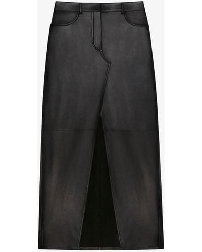 Givenchy Jupe en cuir avec fente - Noir