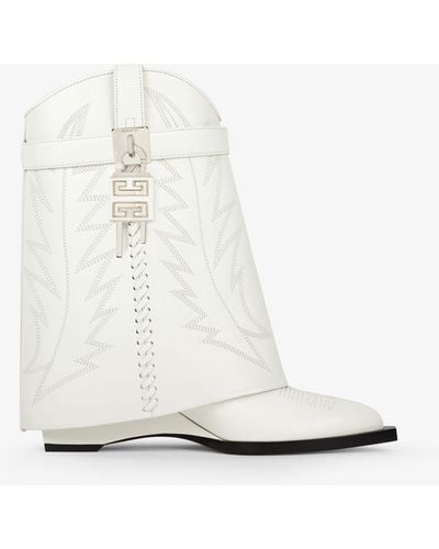 Givenchy Shark Lock Cowboy Ankle Boots - White