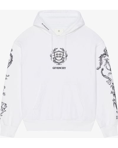 Givenchy Sweatshirt à capuche ample Crest en molleton - Blanc