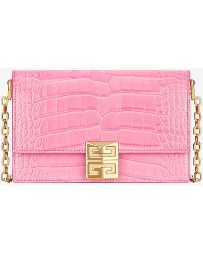 Givenchy Small 4g Bag In Crocodile Leather With Chain - Pink