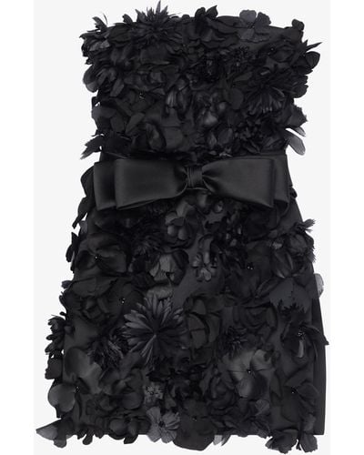 Givenchy Abito bustier in satin con ricamo floreale - Nero
