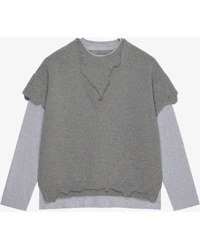 Givenchy Pullover in lana effetto sovrapposto - Grigio