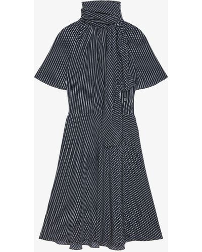 Givenchy Polka Dots Dress In Silk With Lavallière - Blue
