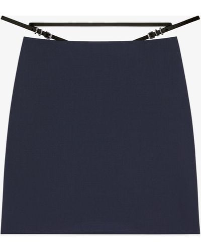 Givenchy Voyou Skirt In Wool And Mohair - Blue
