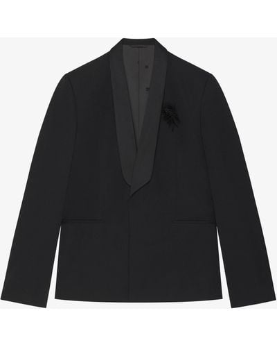 Givenchy Veste en laine à revers châle en satin - Noir