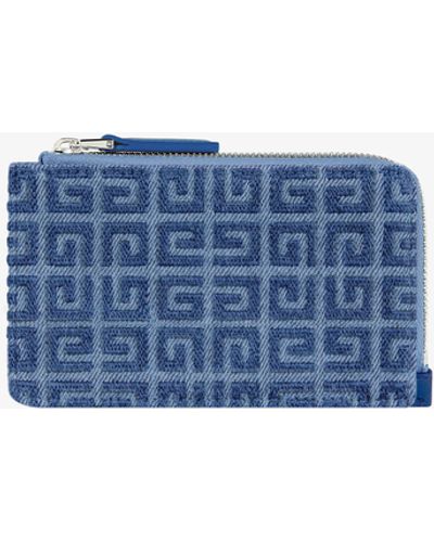 Givenchy Porte-cartes zippé G-Cut en denim 4G et cuir - Bleu
