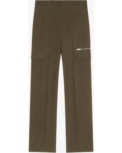 Givenchy Pantaloni tailleur in lana con dettagli tasche - Verde
