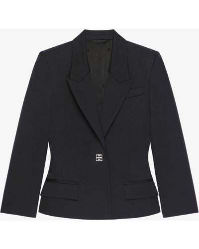 Givenchy Jacket In Wool With 4g Detail - Blue